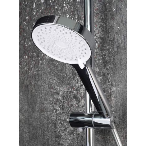 Pommeau de douche rond, 3 jets, chromé, blanc NGA 05RS