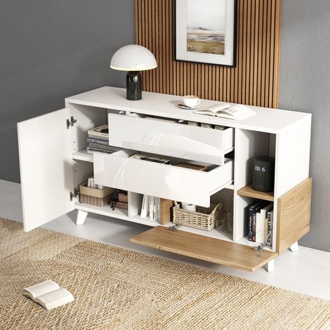 Buffet blanc d’origine avec rangement,buffet de salle à manger avec rangement,meuble de salon moderne