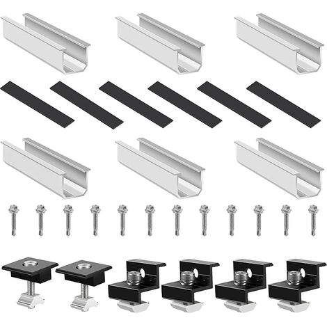 Solar Panel Bracket, Solar Panel Mounting Kit, 30-35mm Adjustable Solar Panel Mounting Kit, Solar Photovoltaic for 2 Panels, with Nuts and Screws, Balcony Central Bracket (1/5)