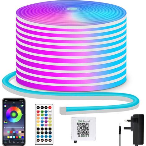 Ruban LED Néon RGB de 5 m, 300 LED – Éclairage décoratif LED Néon pour usage intérieur et extérieur, contrôle via application et télécommande, protection étanche IP65 (1/5)
