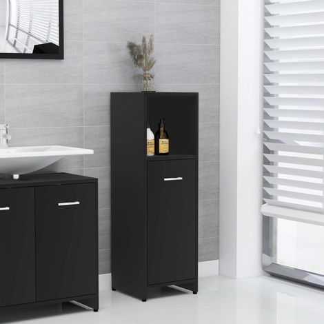 Armoire de salle de bain, Meuble de Rangement, Placard de Rangement Toilettes Noir 30x30x95 cm Aggloméré HYB10404 (1/5)