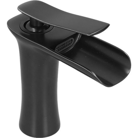 Robinet Cascade Cuivre Noir G1/2 pour Évier Salle de Bain ou Cuisine, Mitigeur Eau Chaude Froide