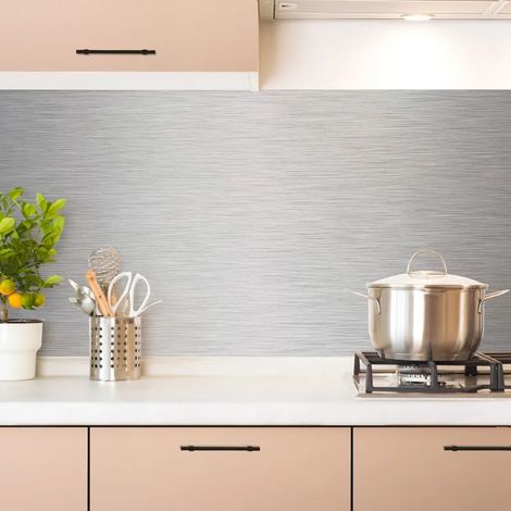 Crédence cuisine en aluminium - effet industriel gris - 240x50 cm (en 2 bandeaux) (1/5)