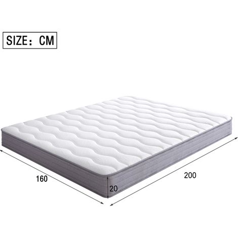 Matelas à ressorts 160x200 cm, 20 cm d'épaisseur, H3, ergonomique, blanc OKMYHOME (1/5)