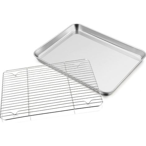 1 Plaque De Cuisson, Acier Inoxydable, Grille De Refroidissement, Bord Rehaussé, Pour Four Domestique (1/5)