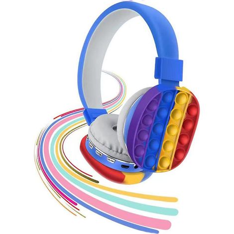 Cuffie Pop It BLU  Bambini Wireless Radio Bluetooth Arcobaleno Pieghevole SD USB (1/5)