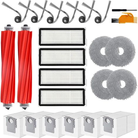 Lot de 24 pièces de Rechange compatibles avec Roborock QV 35A / QV 35S / QR 798 / QR 598 Robot Aspirateur Accessoires Brosse Principale Brosse latérale Filtre HEPA Sacs à poussière (1/5)