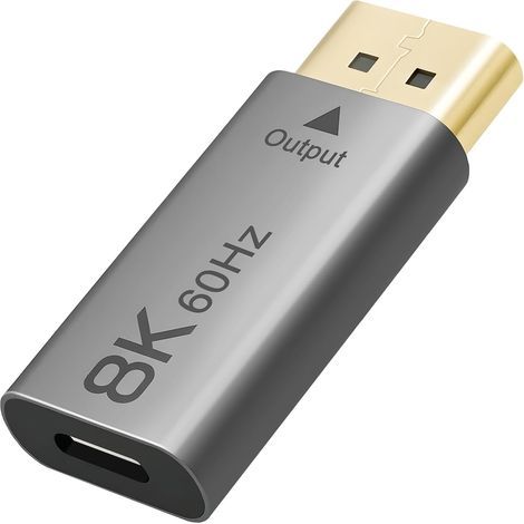 Adaptateur USB-C vers DisplayPort 1.4 8K @ 60 Hz, prend en charge 4K @ 120 Hz, adaptateur Thunderbolt 3/4/5 vers DP, compatible avec iPhone 16/15, Galaxy S25/S24, MacBook Pro/Air, compatible (1/5)