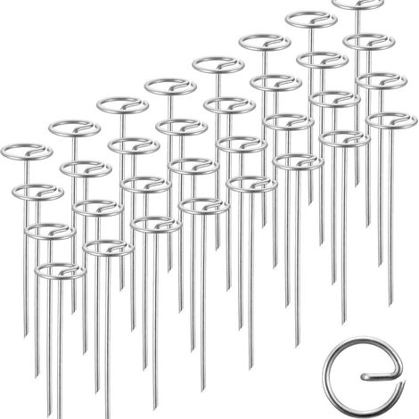 34 piquets pour bâche de sol (15 cm) - Piquets de jardin à tête ronde - Idéal pour la toile de paillage, la bâche de sol (1/5)
