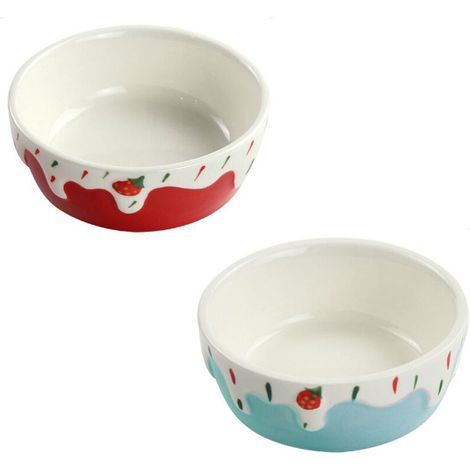 Lot de 2 gamelles, céramique, surface lisse, écuelle nourriture eau, petits animaux (1/5)