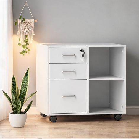 Meuble de rangement de bureau blanc 60 x 40 x 56 cm (1/5)