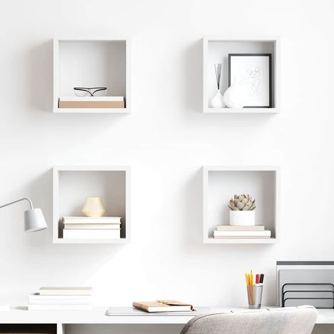 vidaXL Estantes cubo de pared 4 unidades blanco 26x15x26 cm (1/5)