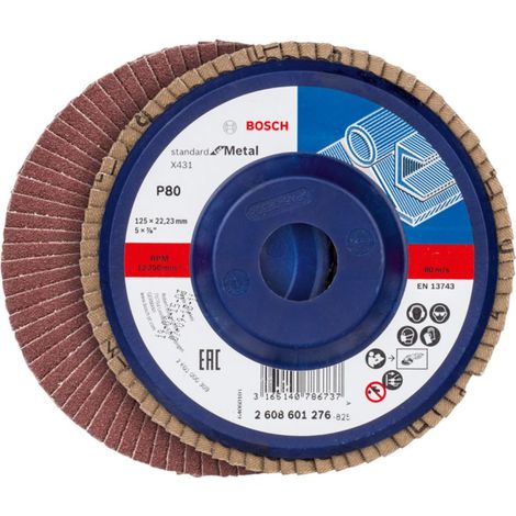 Bosch 2608601276 Disco abrasivo de láminas X431 Standard Metal 125mm recto plástico G80 (1/2)