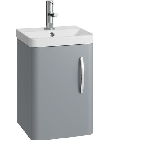Handsacre Contemporary Wall Hung Vanity Unit with Basin, Gloss Grey, 400mm