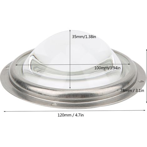 Objectif Condenseur 100mm 60° avec Support Cercle Fixe Étanche pour LED 20-200W (1/5)