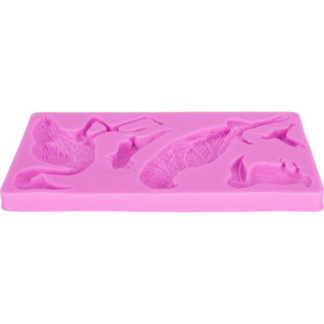Moule en silicone souple motif oiseau pour gâteau, chocolat et bougie (rose) (1/5)