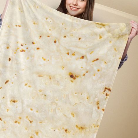 Couverture Drôle Carrée en Forme de Burrito, Plaid Humour Cadeau pour Canapé Maison Bureau Hôtel Voyage 140x200cm