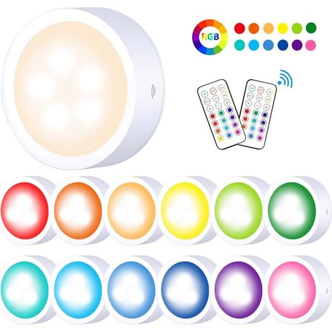 Lumières LED Sans Fil pour Armoire – Avec Télécommande, 13 Couleurs RGB, à Piles – Cuisine, Escalier, Chambre, Couloir (1/5)