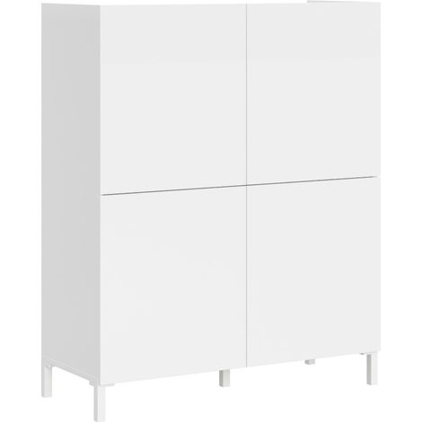 Buffet Haut Solaria 4 Portes, 90 X 35 X 110 Cm, Blanc Brillant (1/5)