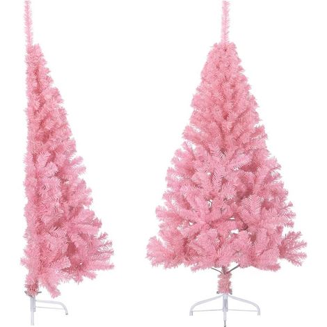 Künstlicher Halb-Weihnachtsbaum mit Ständer Rosa 120 cm PVC