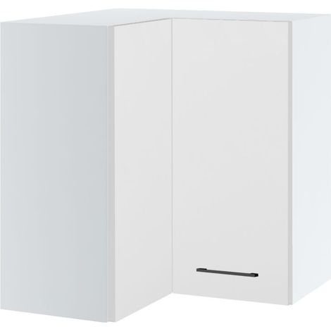 Meuble d'angle haut de cuisine Lovia Blanc Mat 2 portes L 65 cm - Porte avec poignée apparente White (1/2)