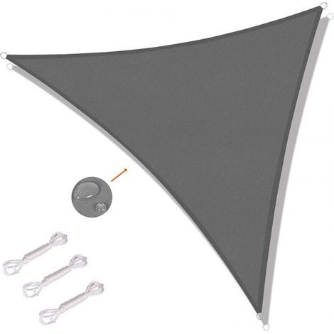 Voile d'ombrage triangulaire 4 x 4 m – Toile en polyéthylène haute densité 220 g/m² – Protection UV et imperméable – Installation facile (1/5)