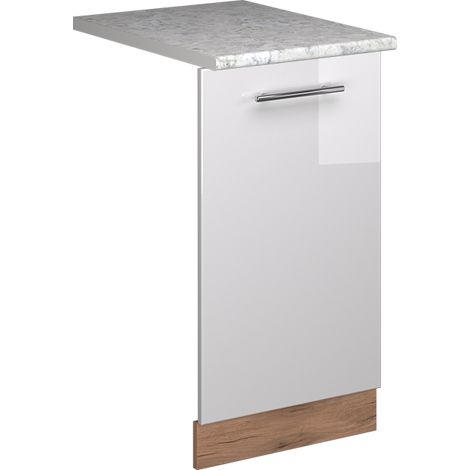 Panel frontal del lavavajillas Fame-Line, Blanco alto brillo, 45 cm , ET Mármol, Vicco