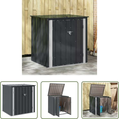 vidaXL Boîte verrouillable - Boîte de Rangement de Jardin Noir 101,5 x 82 x 100 cm Acier (1/5)