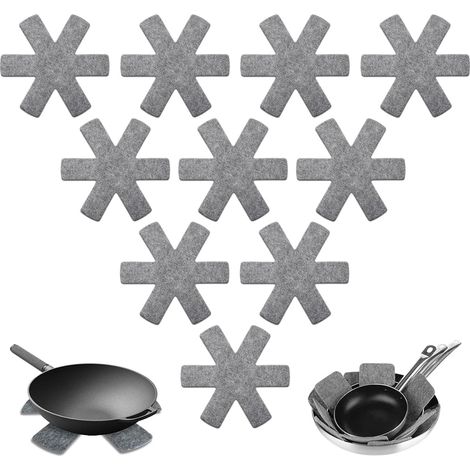 Protection Casseroles et Protège-Poêle, 10 Pièces Protege Poele Feutrine, Résistant à la Chaleur et Antidérapant Protection poele et Casserole, pour Éviter Les Rayures (1/5)