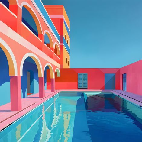Tableau sur toile architecture colorée 30x30 cm - Impression sur Toile Murale Décorative - Image imprimée en HD sur Toile - Toile sur Châssis en Bois FSC - Fabriqué en France (1/5)