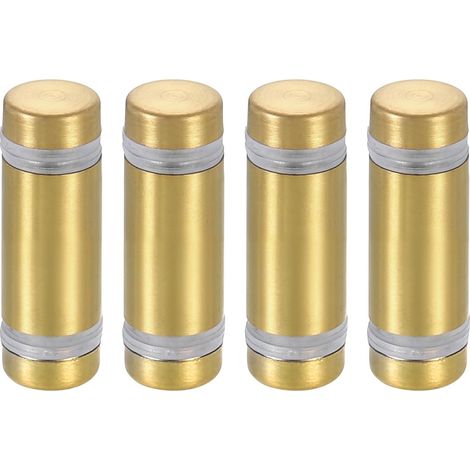 4 Pcs Entretoise en Verre, 1/2" x 1,18" Vis à Double Tête en Acier Inoxydable, Supports Muraux, Matériel pour Support de Panneau en Verre Acrylique, Doré (1/5)
