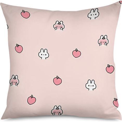 Housse de coussin décoratif motif pêche rose (1/5)
