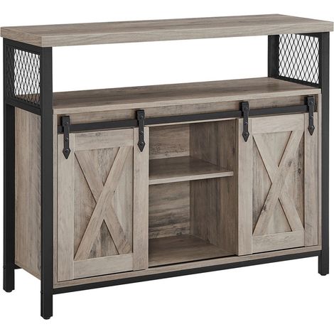 Aparador de comedor armario de cocina mueble de almacenaje armario puertas correderas de granero estante regulable estilo industrial para salón marrón rústico y negro 120004530 (1/4)