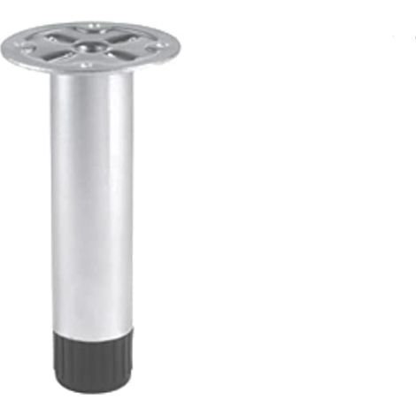 PIEDE TONDO REGOLABILE IN ACCIAIO CON FINITURA ZINCATA - PIASTRA PER ATTACCO AL MOBILE - Ø28MMxH.120MM