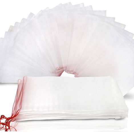 Sacs de Protection pour Fruits, 25pcs 12 "x8" Sacs de Protection pour Fruits de Jardin avec cordon de serrage en nylon, sac de protection réutilisable pour les plantes, fruits et fleurs. (1/5)