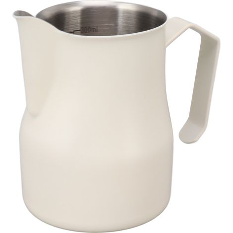 Pichet à lait en acier inoxydable 304 avec bec verseur et graduation, idéal pour le café et les lattes au bureau ou au travail, blanc mat, 350 ml