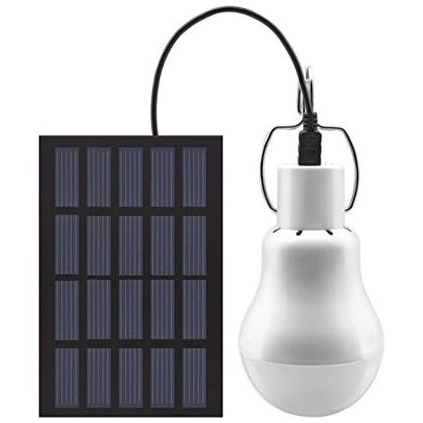 Lampe Solaire Portable à Ampoule LED à énergie Solaire avec Panneau Solaire pour jardin, terrasse, intérieur, extérieur, randonnée, camping, tente, éclairage de pêche (1/5)