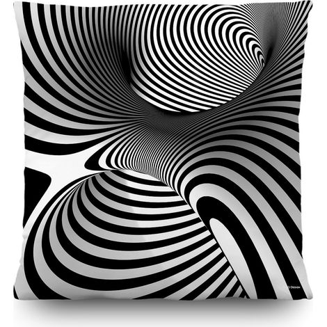 Coussin trait noir et blanc créatif - 45 cm x 45 cm (1/3)