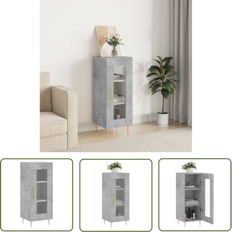 The Living Store Buffet Gris béton 34,5x34x90 cm Bois d'ingénierie - Buffet - Meuble De Rangement - Armoire - Commode - Design Classique (1/5)