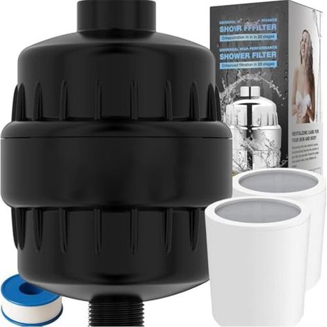 Filtre de Douche, purificateur d'eau Dure de Salle de Bains, Filtre de Pomme de Douche à Haut rendement noir (1/5)