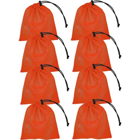 Lot de 8 sacs en filet à cordon coulissant, petits sacs cadeaux pour jouets et cadeaux, 16 x 18 cm (1/5)