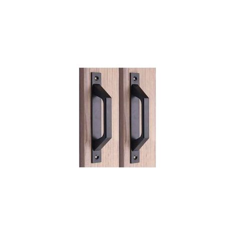 Jeu de forets poignée en bois poignée de porte de grange poignée de porte coulissante en aluminium, noir 202.54.7 cm (1/5)