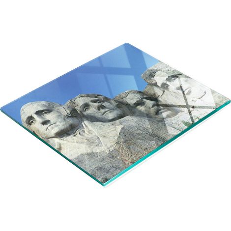 Elegante e resistente tagliere da cucina in vetro con motivo del Monte Rushmore, 60x52 cm. (1/5)