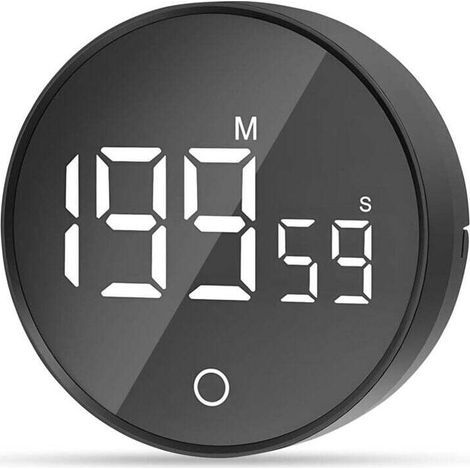 Magnetic Visual Timer Clock, 60-Minute Countdown with 3 Volume Levels, Short Timer, Large LED Display - Black (1/4)