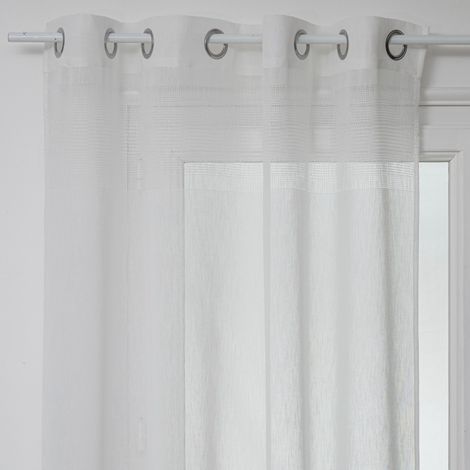 Lot de 2 voilages tissé sablé "Sab" 140 x 240 cm Atmosphera - Blanc - (1/4)