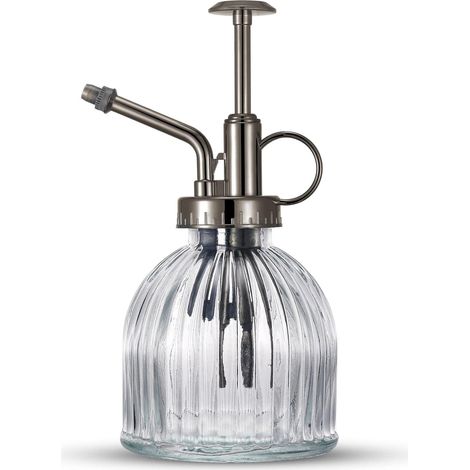 Vaporisateur en verre transparent vintage pour plantes - Pulvérisateur à pompe manuelle de 16,5 cm, arrosoir compact pour succulentes d'intérieur (1/5)