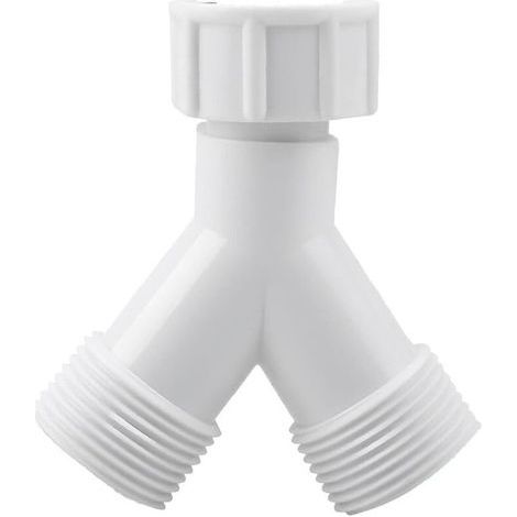 Doppio connettore a Y per lavatrice e lavastoviglie Adattatore di scarico con filettatura 3/4" Raccordo per rubinetto ed elettrodomestici Plastica rinforzata alta (1/4)