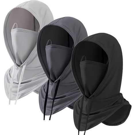Lot de 3 couvre-chefs, protection solaire, chapeaux anti-UV, masques intégraux respirants. (1/4)