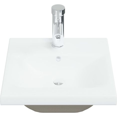 INLIFE Lavabo encastré avec robinet 42x39x18 cm Céramique Blanc (1/5)