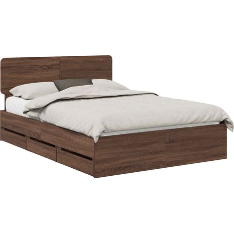 Estructura de cama con cajón Roble marrón 150 x 200 cm vidaXL